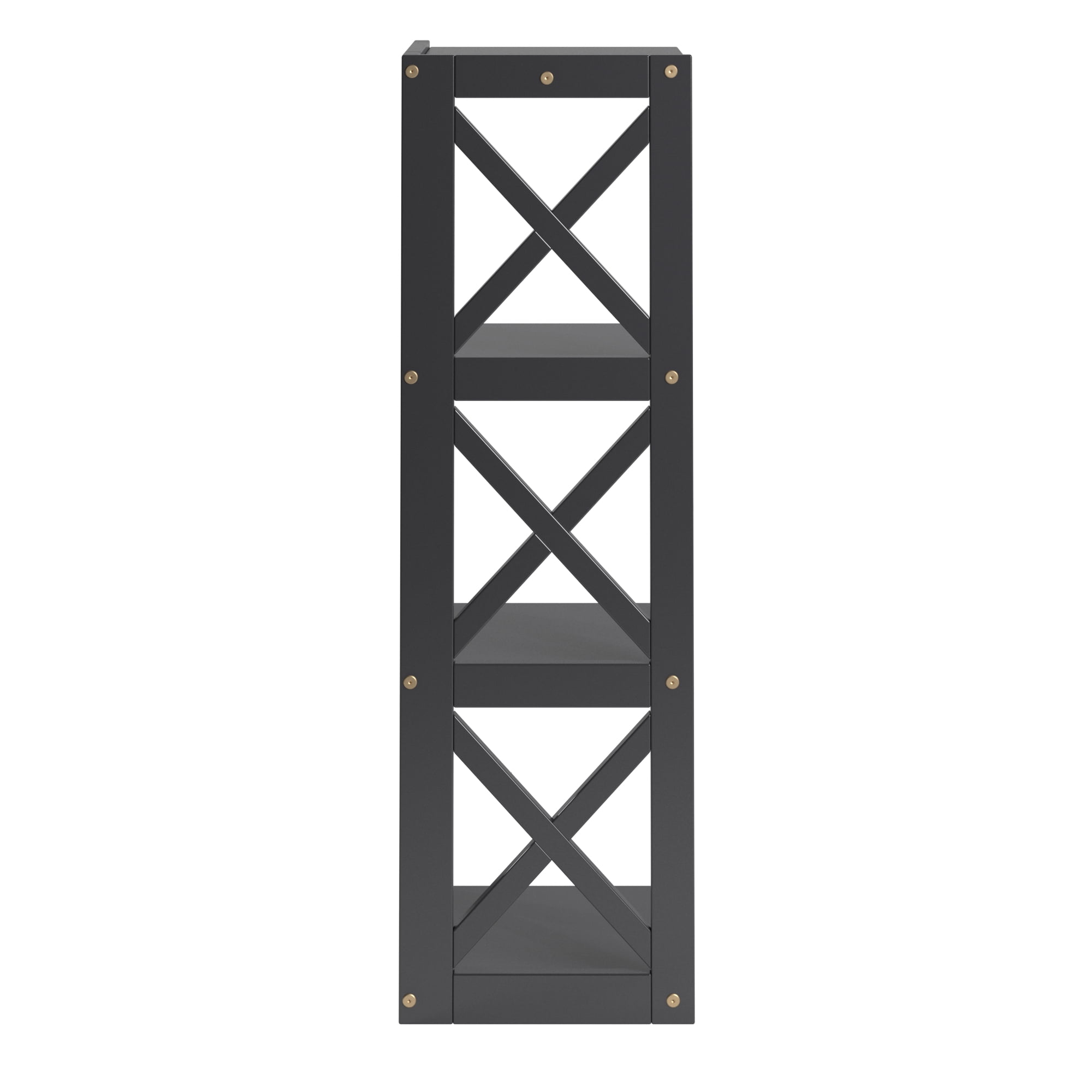 Weston Home Rebecca Wood 3-Shelf Corner Bookcase, Black
