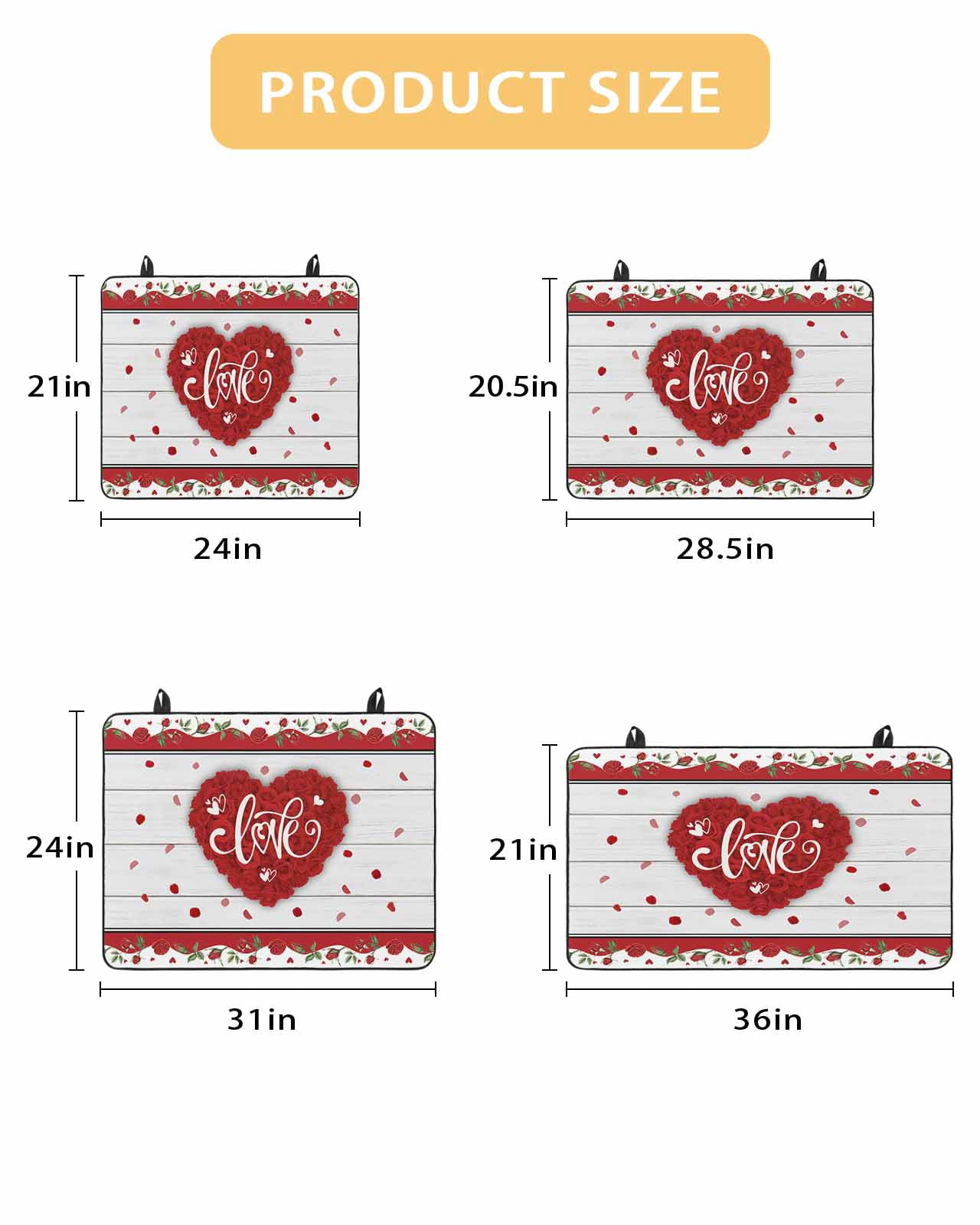 Large Induction Cooktop Protector Mat Valentine's Day Stove Top Covers for Electric Stove, Red Love Heart Roses Romantic Wooden Decorative Stove Burner Cover Mats, Glass Top Stove Cover