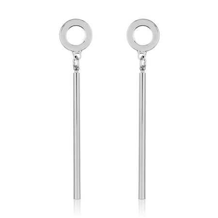 Coyote Circle Earrings - High Polished Open Circle Vertical Bar Dangle Earrings