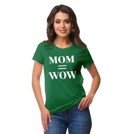 Inkmeso Crew Neck Mom Wow Graphic Tshirt Short Sleeve Women Cotton Tee Casual