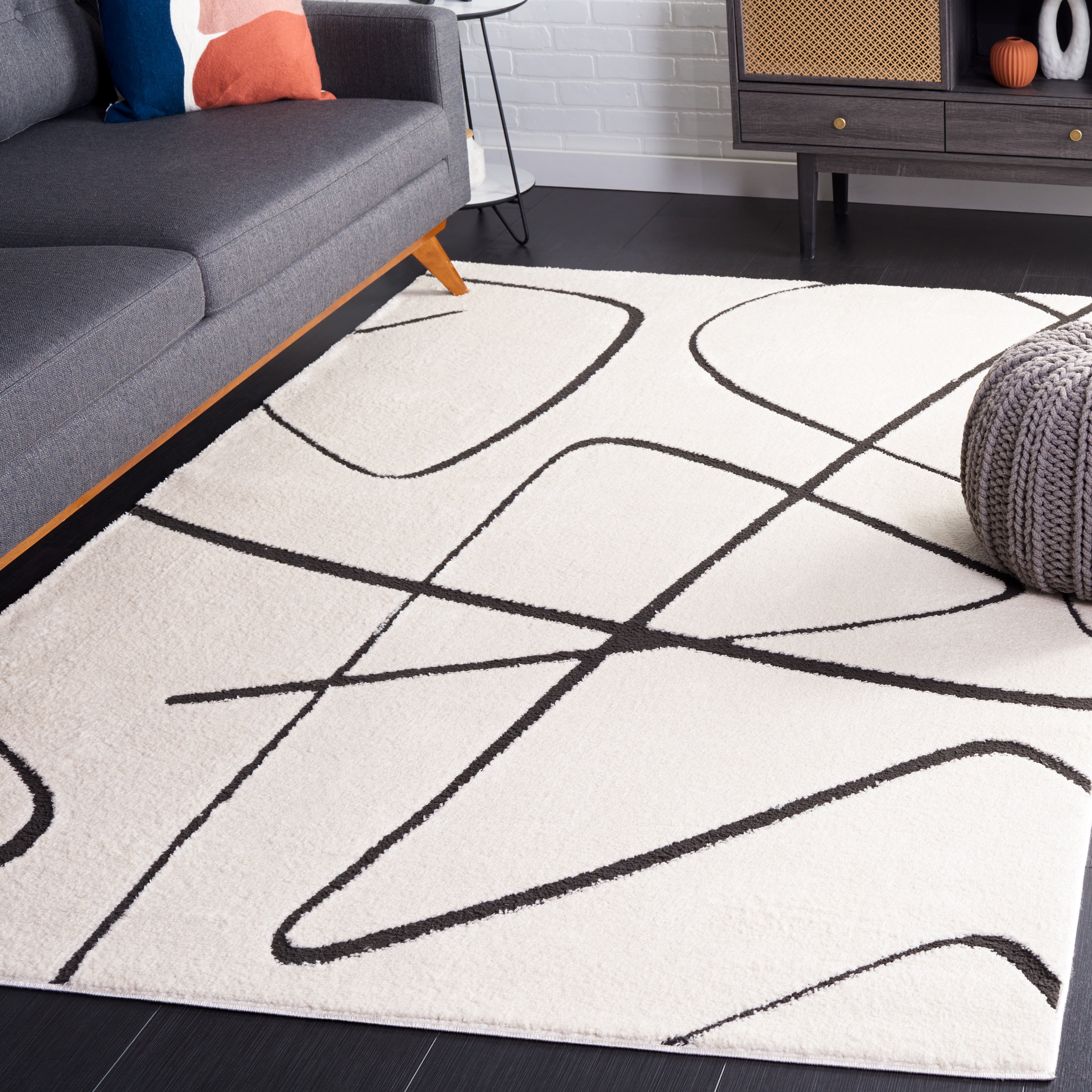 SAFAVIEH Melody Quinn Modern Area Rug, Ivory/Black, 9' x 12'