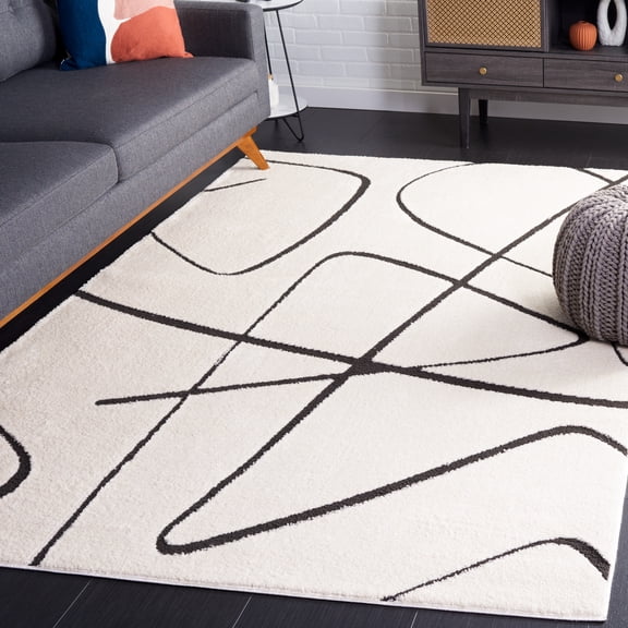 Safavieh Melody Quinn Abstract Polyester Area Rug, Ivory/Black, 6' x 8'