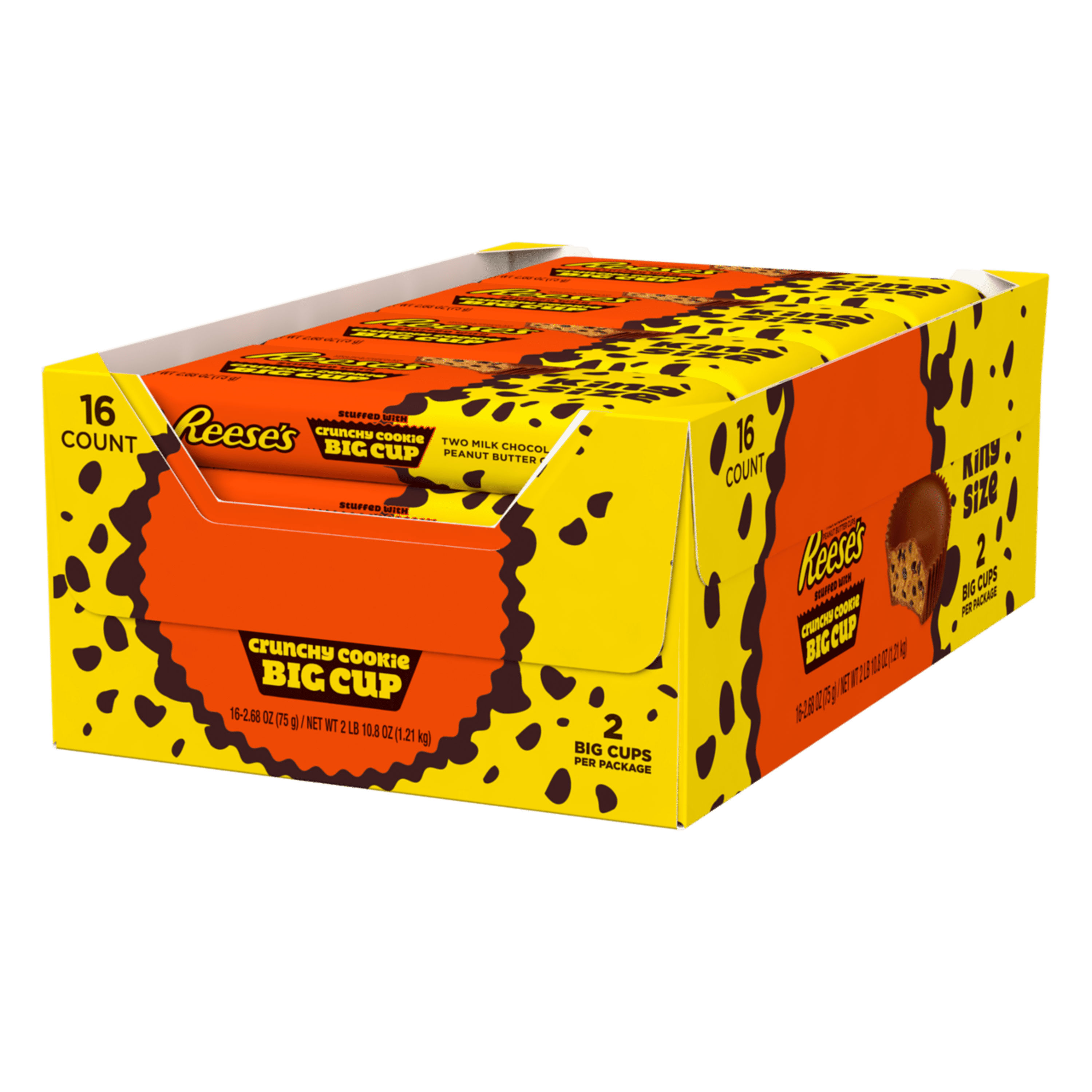 Reese's, Crunchy Cookie Cup King Size Candy Bar Box, 2.68 Oz, 16 Ct