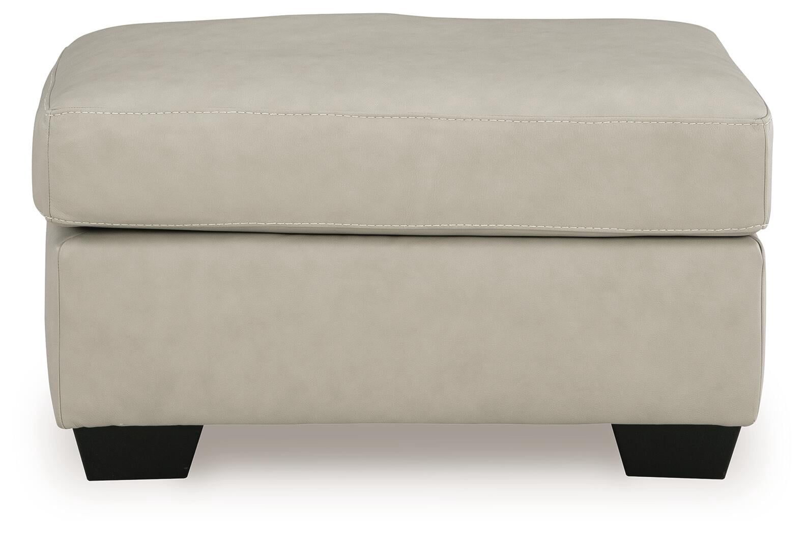 Signature Design by Ashley Santorine Ottoman, Top Grain Leather Cushion, Bone Gray