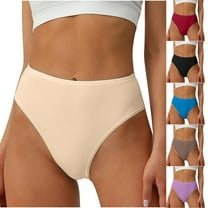 Zpanxa Panties for Women, Women's High Waist Hipster Underwear Cotton Solid Color Panties Comfortable Breathable Full Coverage Briefs for Women