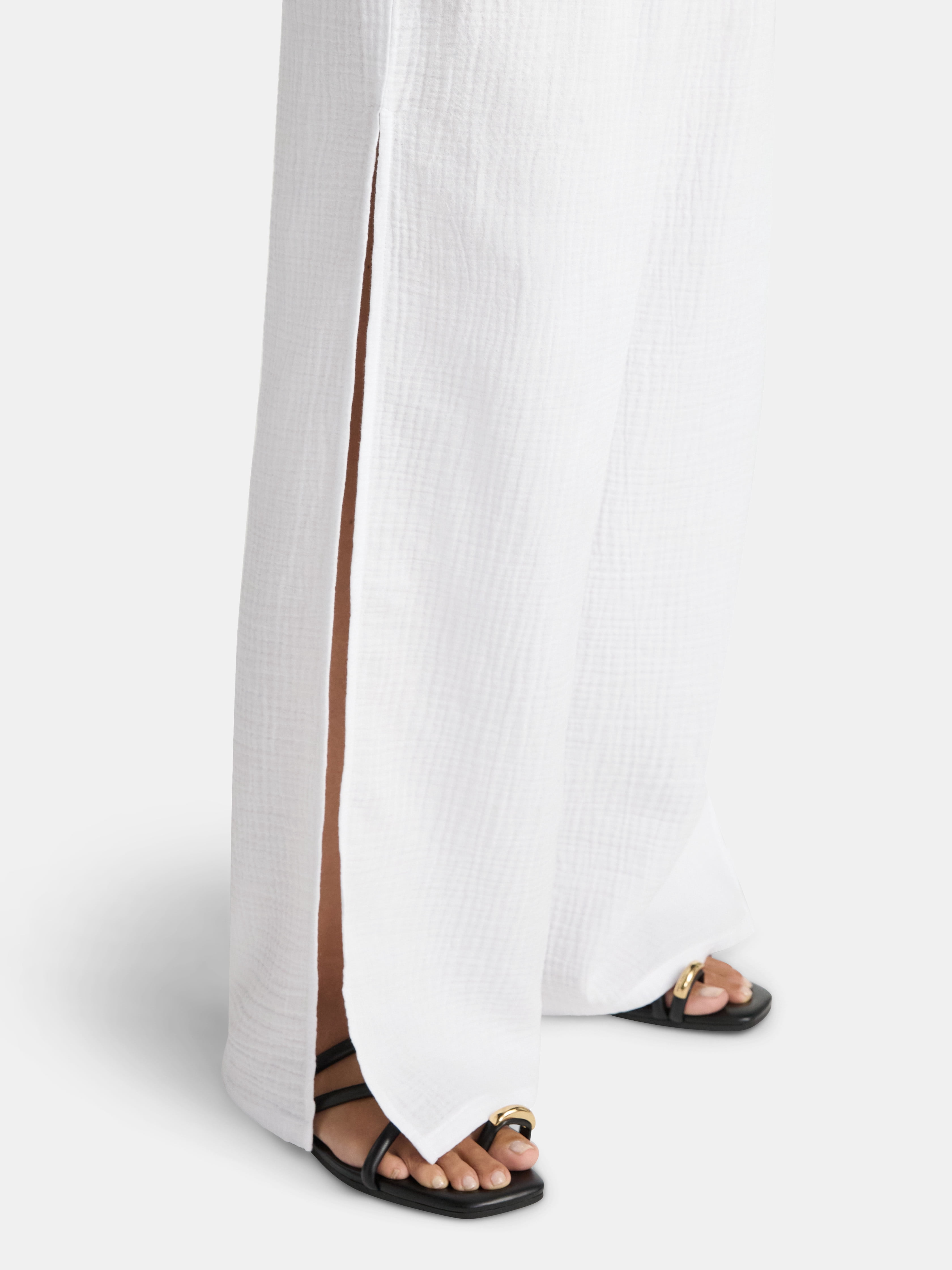 Time and Tru Women's Cotton Coverup Pants with Side Slits, Sizes XS-XL