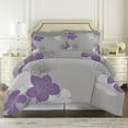thumbnail image 5 of Floral Comforter Set Queen 7 Pieces Bed in a Bag Purple Floral Pattern Printed on Grey Soft Microfiber Bedding Set Lightweight Bed Comforter Set for All Season, 5 of 9