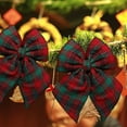 thumbnail image 6 of Christmas Bow Decor - 9.5" Green Checkered Holiday Hanging for Tree/Wreath/Gifts, Premium Fabric Decoration for Farmhouse & Rustic Home Decor, 6 of 6