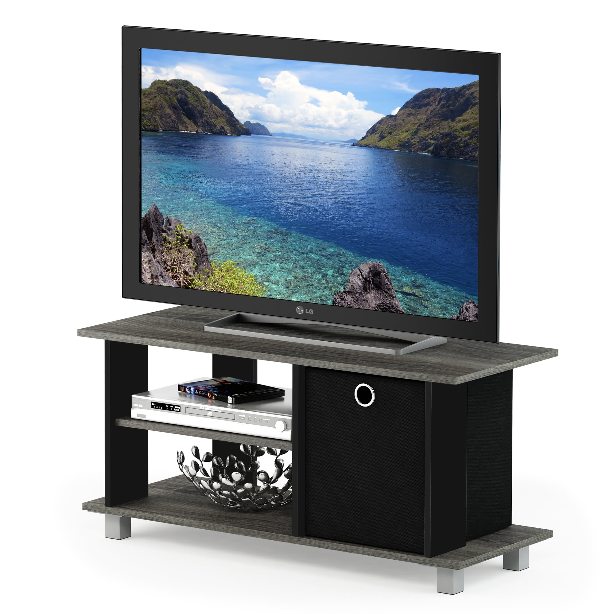 Furinno Simplistic Television Stands for TV Entertainment Center with Bin, Multiple Colors