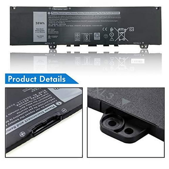 F62G0 Laptop Battery Replacement for Dell Inspiron 13 7000 2-in-1 7373 7370 7380 7386 5370 P83G P83G001 F62GO RPJC3 0RPJC3 39DY5 039DY5 [11.4V 38Wh 3166mAh]