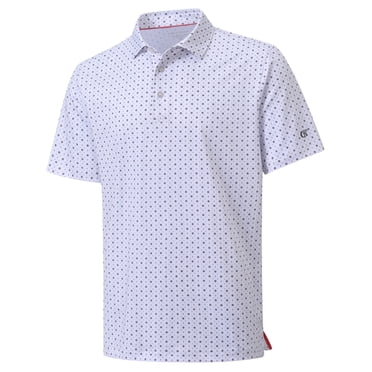 Xidunhg Men's Golf Polo Shirts Short Sleeve Print Performance Moisture Wicking Dry Fit Outdoor Golf Shirts for Men