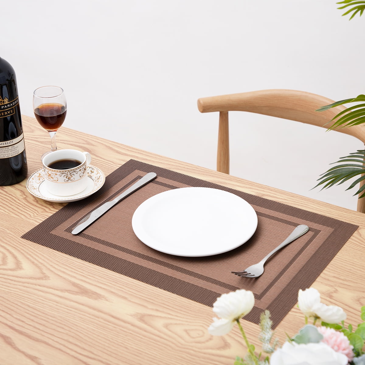 RAY STAR Vinyl Placemats Set of 6, 12''x18'' Vinyl Weave Placemats, Heat Resistant Wipable Place Mat