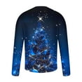 thumbnail image 4 of Brondbend Tops for Men Christmas Men's a Shirts Long Sleeves Crewneck Pullover Print Comfy Trendy Blouse Loose Fit Daily Clothes Blue, 4 of 4