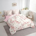 thumbnail image 3 of Manfei Girls Female Chic Floral Leaves Bedding Comforter Set 7 Pieces,Botanical Plants Full Bedding Set Lightweight,Dreamy Princess Fitted Sheet Flat Sheet,Lightweight Room Decor,Reversible, 3 of 8