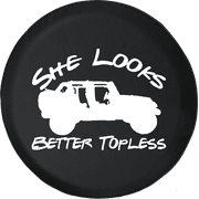 She Looks Better Topless Spare Tire Cover fits Jeep RV & More 28 Inch