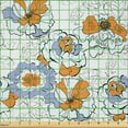 thumbnail image 2 of Ambesonne Floral Fabric by the Yard Microfiber, Flourishing Spring Flowers, 3 Yards, Lavender Blue Orange, 2 of 4