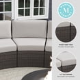thumbnail image 4 of Martha Stewart Set of 2 Indoor-Outdoor Modular Patio Curved Sectional Sofa Seats in Brown Rattan Wicker with Tan All-Weather Cushions, 4 of 12