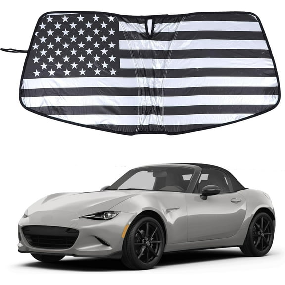 Windshield Sunshade for Mazda MX-5 Miata 2016-2024 Front Window Sun Shade Foldable Reflective Sun Visor Custom Sunscreen UV Blocker Privacy Protector HeatShield Keep Your Vehicle Cool (Grey)