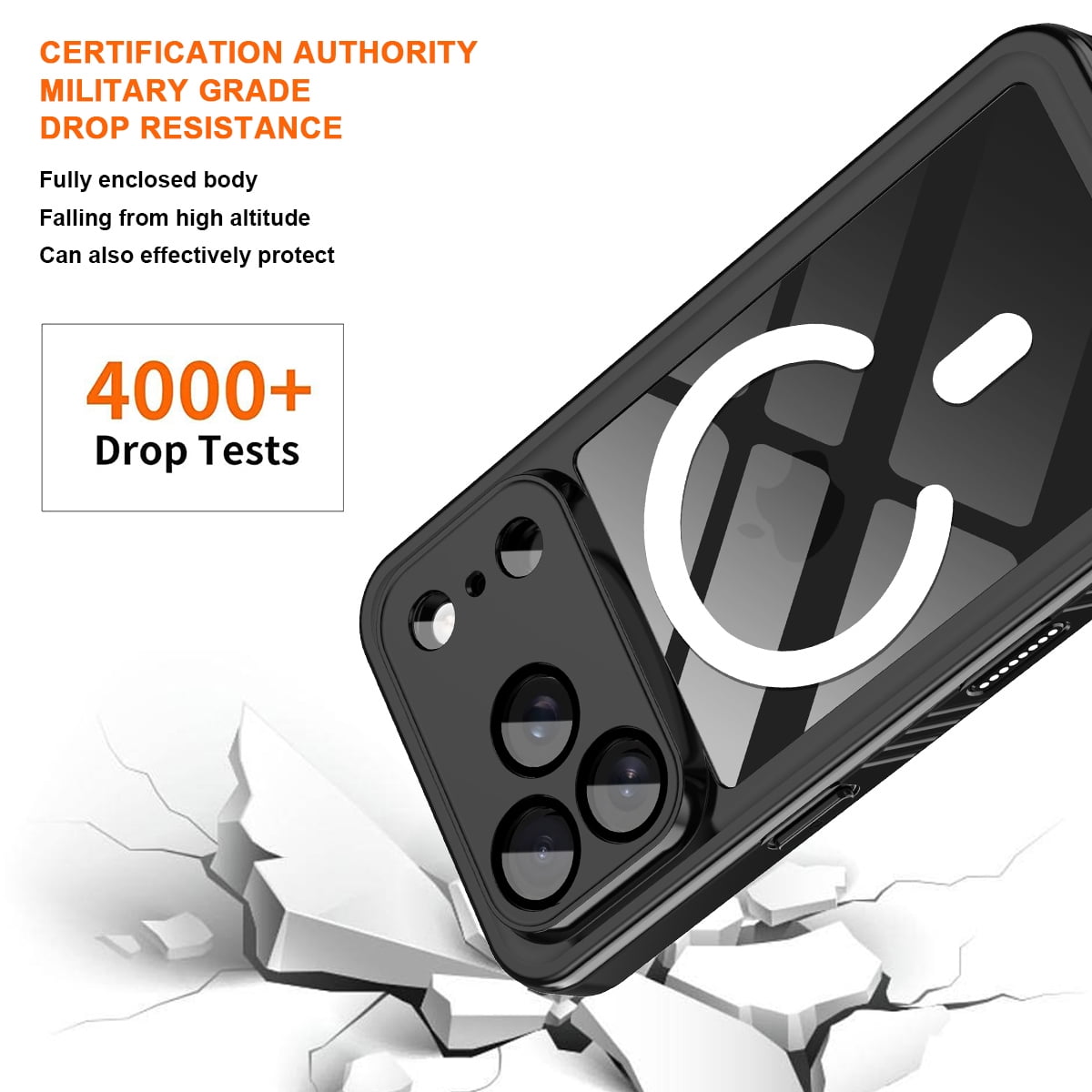 Casetego for iPhone 17 Pro Max Waterproof Case,Compatible with Mag-safe,with Built-in Screen Protector Full-Body Snowproof,Dustproof and Shockproof Protective Magnetic Phone Case,Black