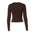 thumbnail image 6 of GEWSEY Women Lace Trim Crop Tops Y2K Square Neck Long Flare Sleeve Slim T Shirts Fairy Grunge Basic Top Blouses (Coffee, XS), 6 of 8