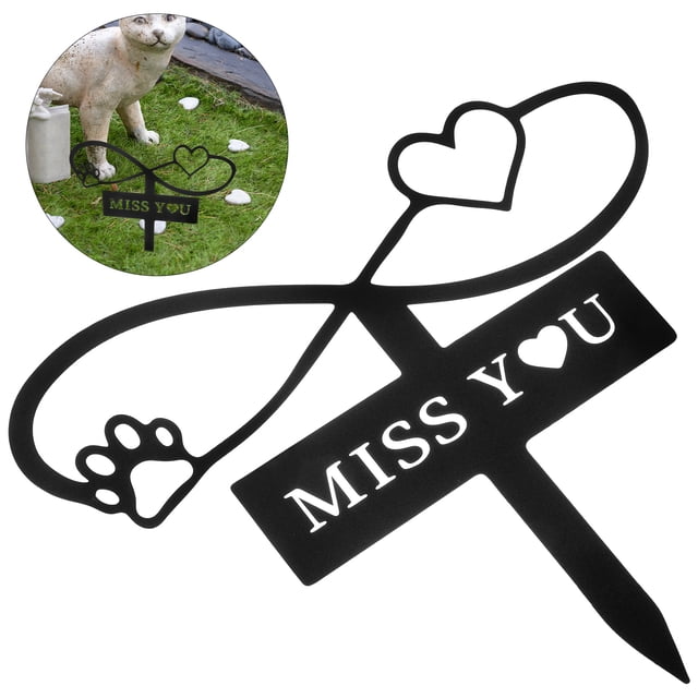 OULII Plaque Commémorative Cimetière pour Chat, Marqueur de Tombe en Métal, Design Réfléchi, 1Pcs