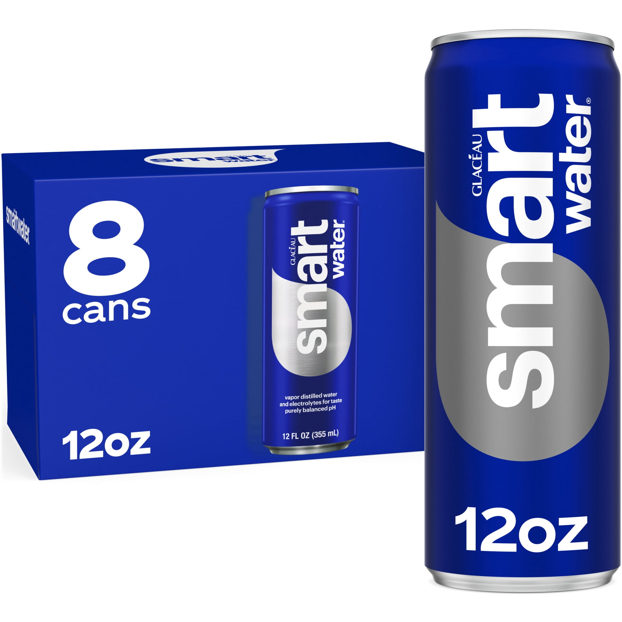 smartwater Vapor Distilled Water Cans, 12 fl oz, 8 Pack