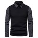 thumbnail image 2 of Hombres Casual Botones Pullover Empalme Turndown Stripe Fake Two Sweater Pompotops oipoqjl19699, 2 of 9