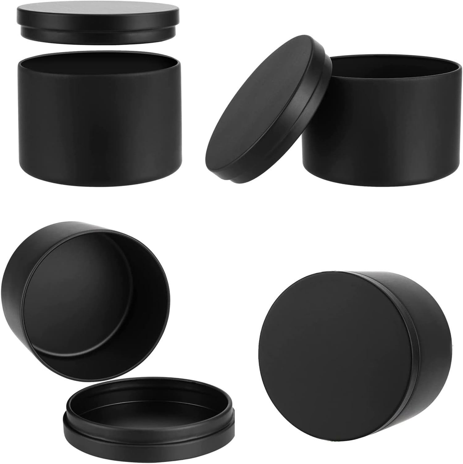 Candle Tin with Lids,Bexikou 10 Pieces Black 8oz Candle Containers, Empty Candle Containers for Candles DIY Set, Candle Jars for Candle Making