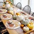 thumbnail image 3 of Fall Round Placemats Set of 4 Hello Autumn Pumpkin Place Mats Thanksgiving Woven Placemat Maple Leaves Circle Braided Table Mat for Kitchen Dining Table Autumn Party Home Decor 15 Inch, 3 of 9