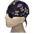 thumbnail image 2 of Buy Caps and Hats Pink Ribbon Butterfly Flydanna Headwraps Womens Skull Cap Doo Rag Fun Cotton (Colorful Butterfly), 2 of 4
