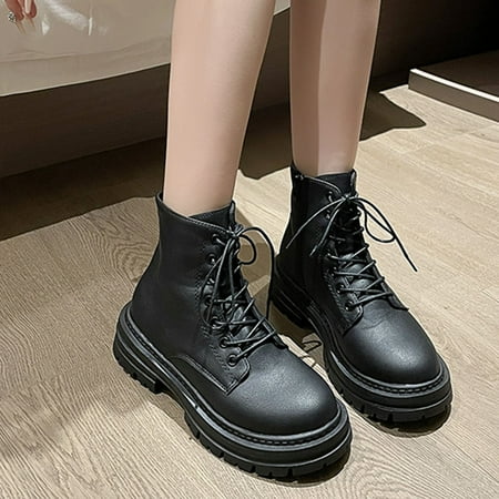 

Josdec Women s Boots Clearance madden nyc Boots Wedge Round Toe Warm Boot Thick-Soled Winter Short Boot Black 39（7）