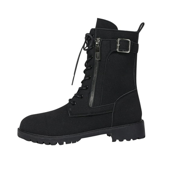 Beige Women'S Chunky Sole Lace-Up Ankle Boots With Round Toe For A Stylish And Comfortable Winter Look