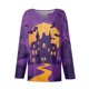 thumbnail image 4 of Blusa informal con cuello en V, botones y manga larga con estampado de murciélago de Halloween para mujer, 4 of 5
