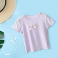 thumbnail image 4 of TAIAOJING Girls Summer Tops Kids Casual Children's Summer T Shirt Short Sleeve Round Neck Solid Color Top Casual Going Out For 1 To 7 Years 12-18 Months, 4 of 5