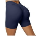 thumbnail image 5 of Penkiiy Yoga Shorts for Womens Women's Solid Back Waist Deep V-shaped Sports Fitness Running Yoga Shorts Navy Yoga Leggings for Women, 5 of 6