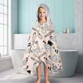 thumbnail image 6 of Pink Chicken Black White Chicken Pattern Hooded Bath Towel，60"x35" for Ages 3 To 12 Kids, Quick Dry Lightweight Soft Microfiber Hood Beach Towel Cover Up for Kids, 6 of 7