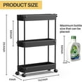thumbnail image 3 of SOYO 3 Tier Slim Rolling Storage Cart, Mobile Shelving Unit Bathroom Organizer Utility Cart for Kitchen, Laundry Room Organization, Narrow Places(Black), 3 of 8