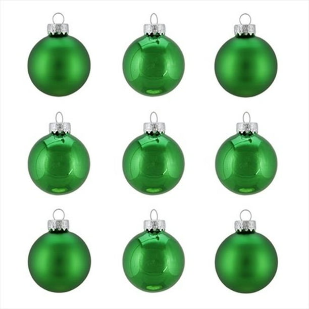 NorthLight 2 inch Shiny And Matte Emerald Green Glass Ball Christmas