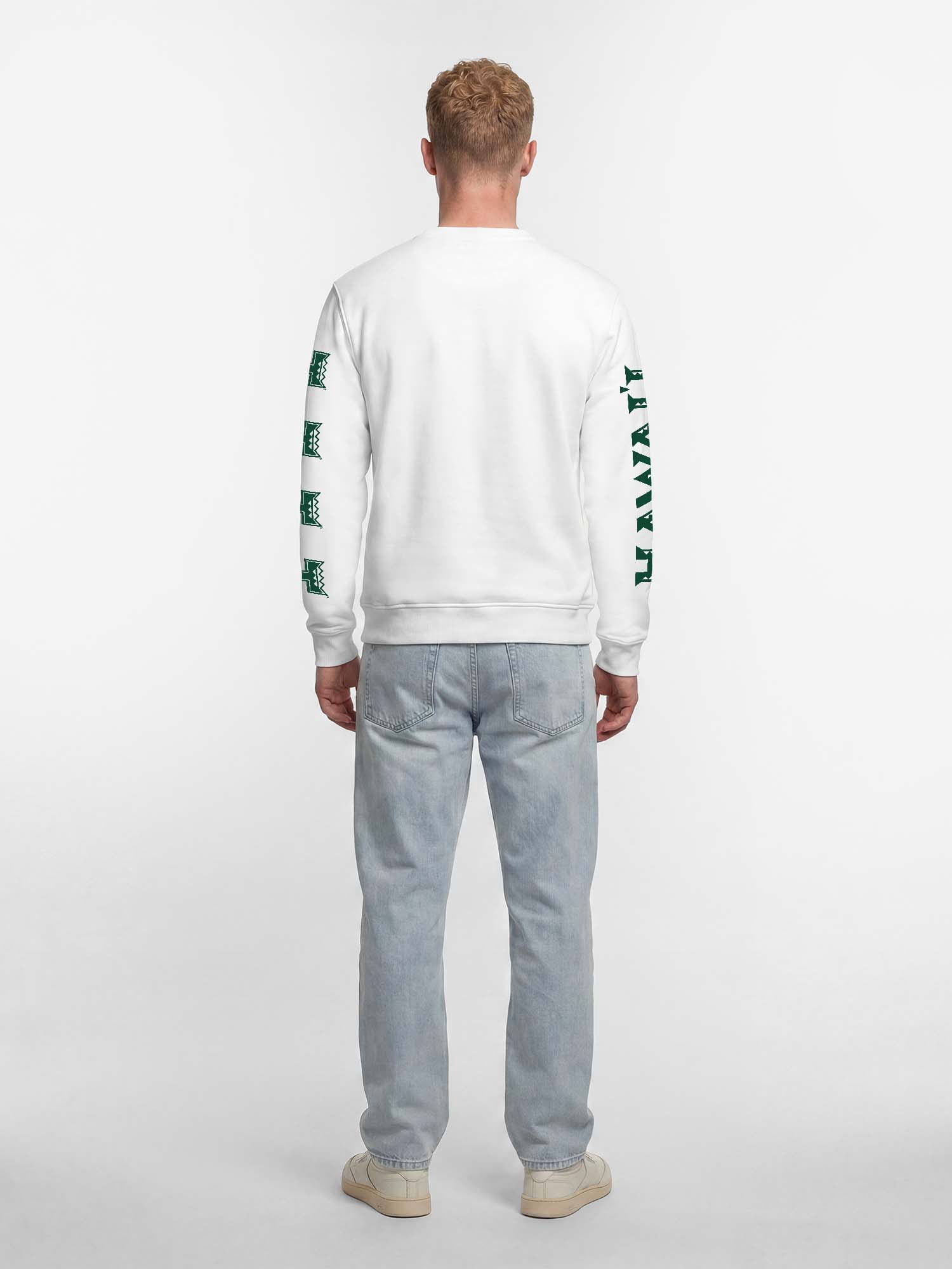 Hawaii Rainbow Warriors Reebok Mens White Crew Sweatshirt