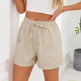 thumbnail image 5 of HADST Women's Casual Shorts, Summer Shorts with Drawstring Waist and Rolled Hem, Bottoms with Pockets for Daily Wear, 5 of 8