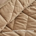 thumbnail image 4 of 3 Pieces Luxurious Velvet King Quilts, Ultra Soft Lightweight Velvet Comforter Set, Matelasse Oversized Diamond Bedspread Coverlet for All Season with 2 Shams, Khaki Tan, 108"x96", 4 of 9