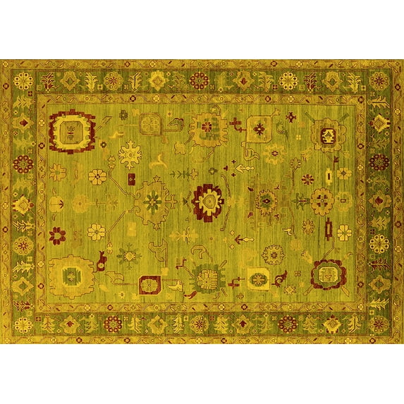 Ahgly Company Indoor Rectangle Oriental Yellow Industrial Area Rugs, 8' x 10'