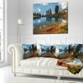 thumbnail image 2 of Designart Clear Lake with Row of Pine Trees - Landscape Printed Throw Pillow - 16x16, 2 of 4