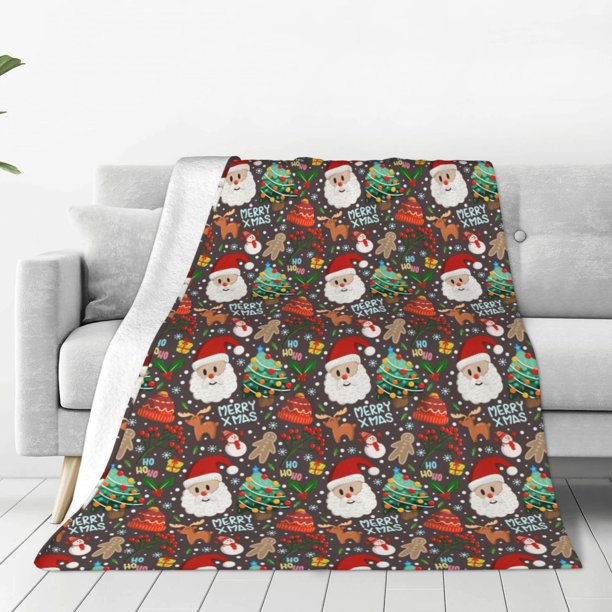 Balery Merry Christmas Manta de Felpa Suave y Acogedora – Cobija de Franela Aterciopelada para Cama, Lavable y Cálida para Sofá, Mascotas, Transpirable-50"x40"