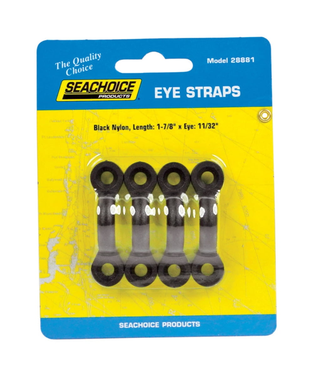 4-Pack SeaChoice Black Non-Corrosive Nylon Eye Straps Hardware Bimini Top 28881
