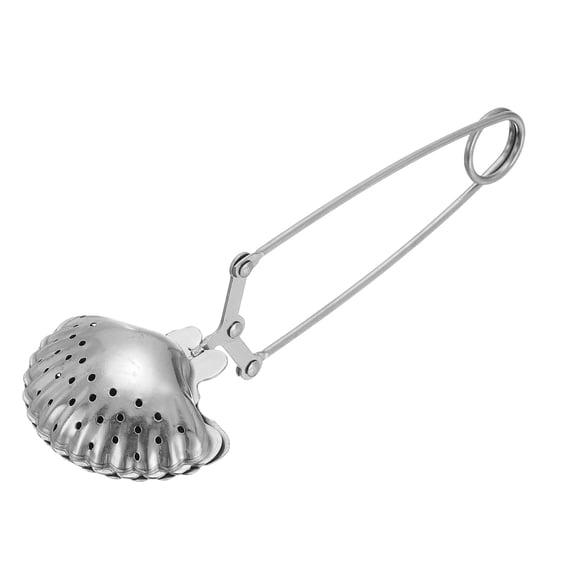 1 Pcs Tea Infuser, Stainless Steel Loose Leaf Tea Infuser Filter, Long Handle Tea Steeper Strainers for Cup and Teapot for Tearoom Office Home, Shell Shaped Silver