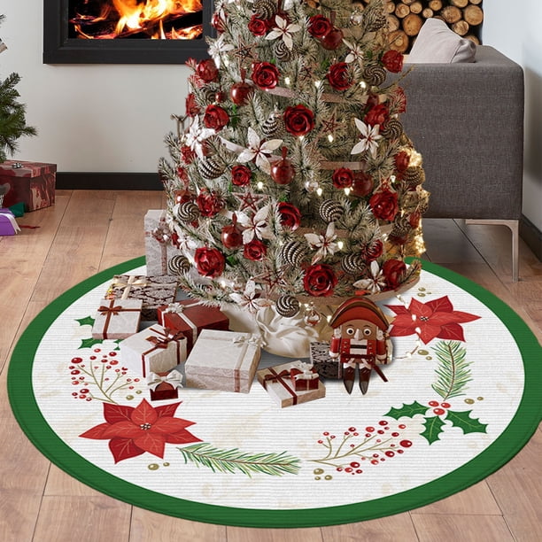 Alfombras de baño, alfombras para sala de estar, alfombra de área, alfombra de baño, falda de árbol de Navidad, alfombra redonda de Nochebuena para sala de estar, alfombra de piso de 23.62 x 23.62 pul