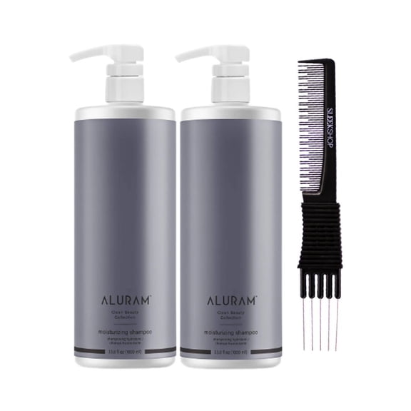 ALURAM Moisturizing Shampoo (33.8 oz) with SLEEKSHOP Teasing Comb Pack of 2