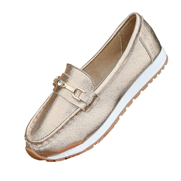 KEGIRLOM Women's Fashion Casual Summer Style Light Shallow Mouth Loafers Flat Lazy Shoes Toe Shoes Rose Gold 9