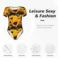 thumbnail image 6 of Naloa Flower Bush Sunflower Women's Short-Sleeved Onesie, One-Piece Swimsuit for Parties, dates, clubs - X-Large, 6 of 9